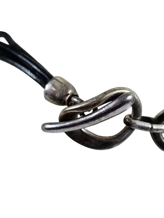 Premier Designs Silver Tone Open Circle Pendant Necklace Multi Strand Black Cord - Picture 3 of 8